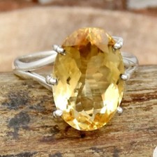 Citrine Gemstone Ring Handmade 925 Sterling Silver Statement Engagement Ring