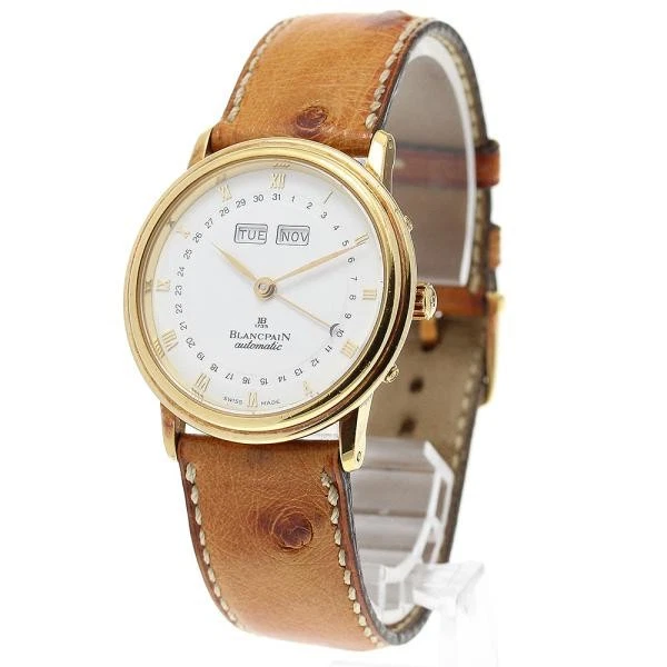 Blancpain — Blancpain Villeret 34mm YG White Dial Automatic Triple Calendar Watch #C1796
