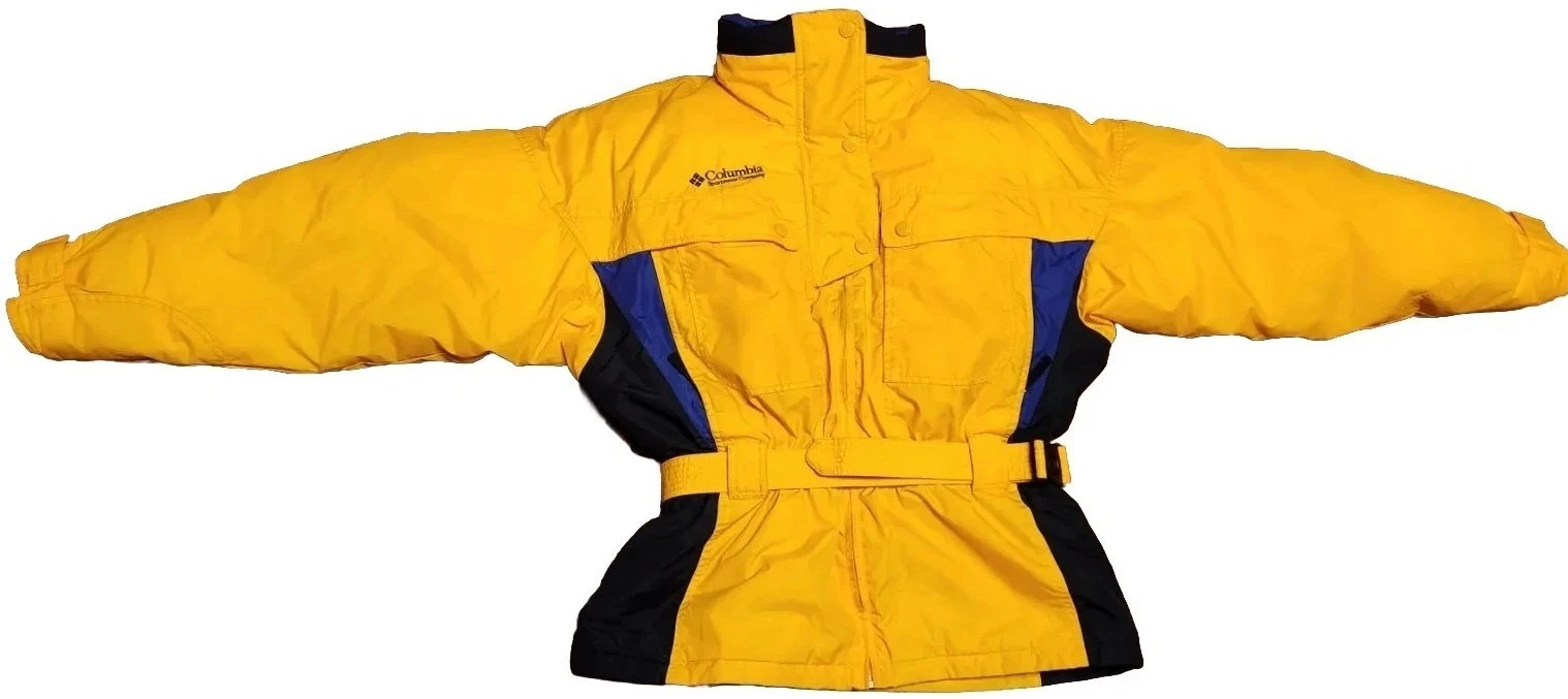 COLUMBIA Sportswear Jacket Womens L Large Yellow Winter Snow Ski Coat Puffer VTG