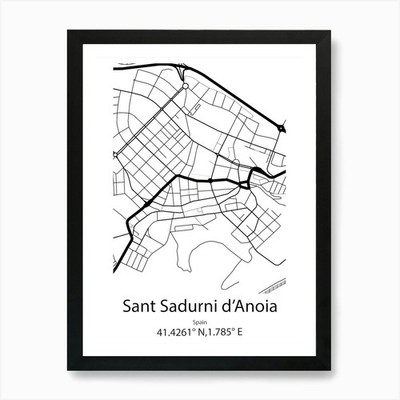 Sant Sadurni D Anoia,Spain Minimali Framed Wall Art Poster Canvas Print Picture