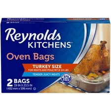 Reynolds Turkey Size Oven Bags 2 Pack BPA Free Up to 24 Pounds 400 Degrees