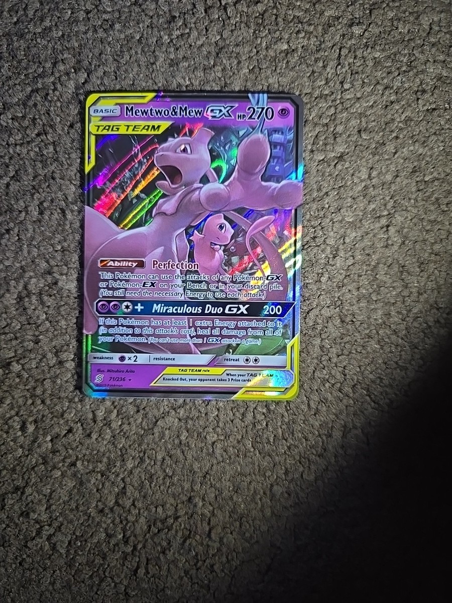 Mewtwo & Mew GX TAG TEAM Ultra Rare Holo Unified Minds 71/236 | eBay
