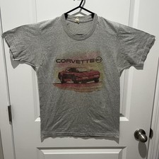 Vintage Youth Large Corvette  Buy American  Grey T-shirt   