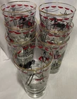 Vintage Libbey Glasses Day at the Circus Horses Acrobats Ringleader Gold Rim 7