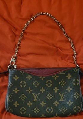 Authentic Louis Vuitton Pallas Clutch Monogram Cerise Red - With Chain