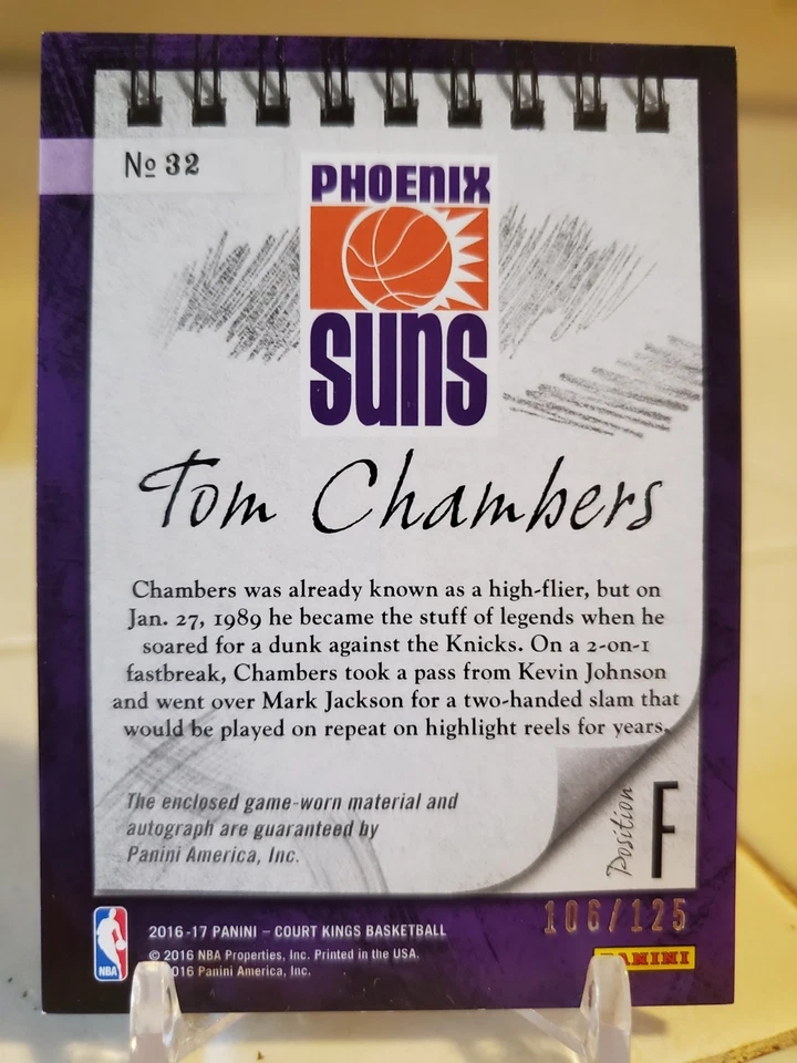 2017 Court Kings Auto TOM CHAMBERS #/125 Autograph Game-Worn Jersey RELIC Card - Image 2 of 2
