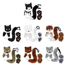 Therian Mask and Tail for Adults Children Halloween Costume Lovely Furry Cat