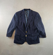 VINTAGE Polo University Club Blazer Mens 46R Navy Wool Gold Buttons Made USA 90s