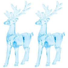 2pcs Acrylic Christmas Tree Reindeer Ornament - Crystal Elk Deer Xmas Tree Ha...
