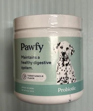 Pawfy Probiotic Dog Supplements 4 oz 30 Chews Turkey/Bacon Exp. 04/2026 New
