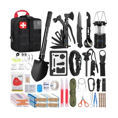 170 PCS Survival Kits, Survival First Aid Kit with Essential Survival Gear Em...