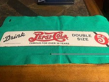 Vintage Drink Pepsi Cola Soda 5¢ Porcelain Enamel Metal Sign Double Dot 20”x3.5
