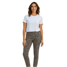 J Crew Women  s Trousers Size 12 Winnie Pant Brown Leopard Print Stretch Comfort