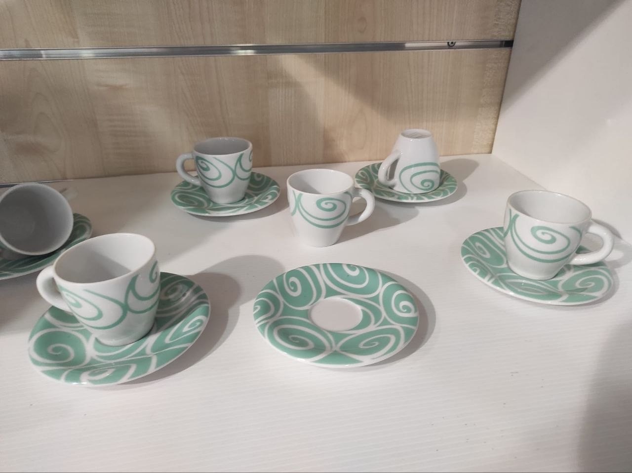 Set Sei Tazzine Da Caffè In Porcellana Colore Tiffany