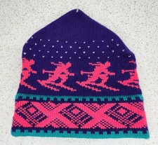 Vermont Originals 100 Wool Ski Hat VT USA Made Beanie Purple Pink Skier  s O/S