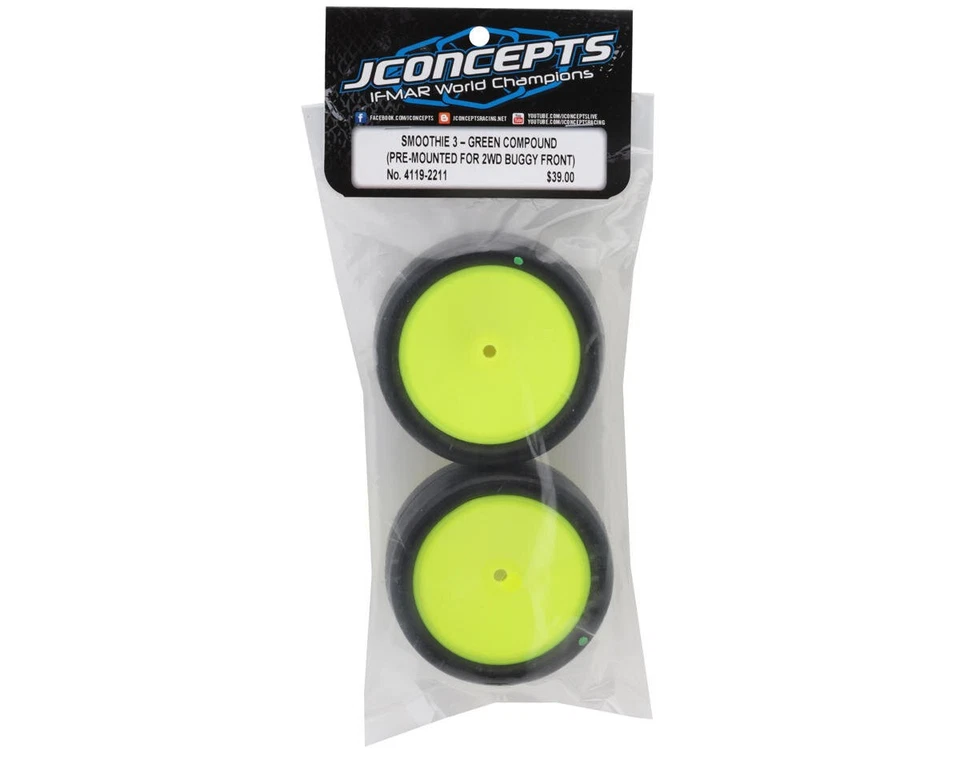 JConcepts Smoothie 3 2.2 Reifen grün 2WD vorne auf gelber Felge JCO4119-2211  - Bild 4 von 4