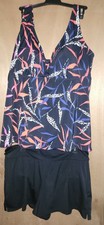 Bal Harbour Swim Tankini Black Purple/Red Tropical Design Sz. 16-18 XL, Womens