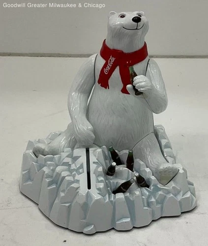 1995 Vintage Ertl Coca Cola Polar Bear Metal Coin Bank