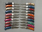 LOT of 20pcs Damascus Steel Folding knife, Pocket Knives W Leather Sheath MB-27 — photo 7