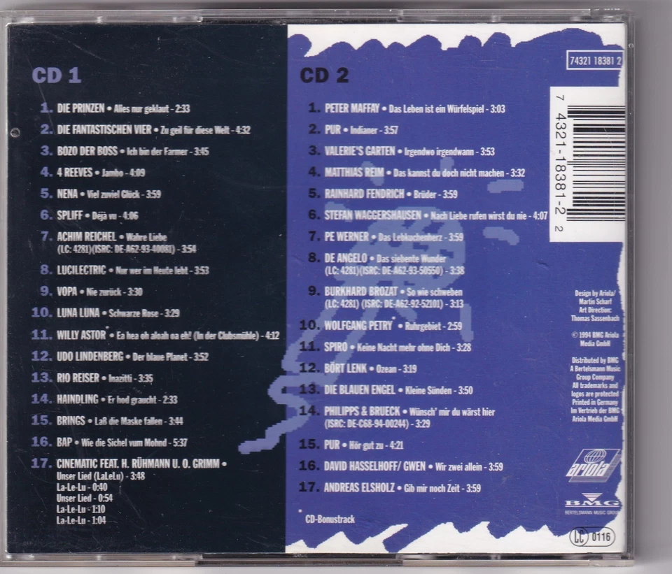 -1462- Neue Hits 94 - P. Maffay, Prinzen, PUR u.a. -Doppel-CD-nahezu neuwertig - Bild 2 von 2