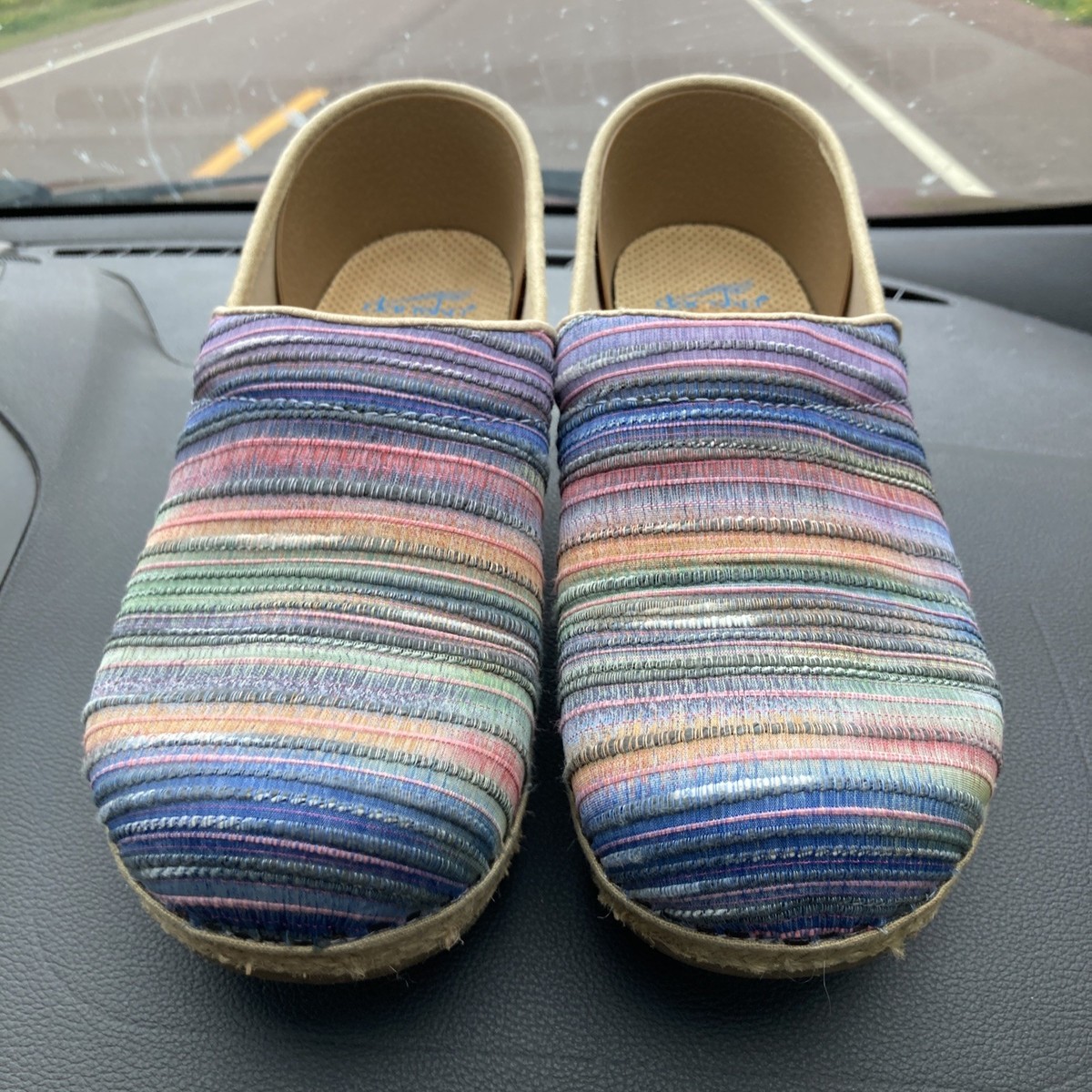 Dansko Pastel Jute Pro Wedge Heeled Clogs Shoes Slip Ons Size 41/10.5-11 View 2