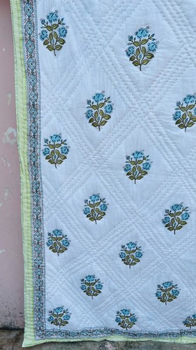 Block Print Cotton Handmade Bedding Indian Quilt Jaipuri Razai Bedspread Quilted - Picture 5 of 7