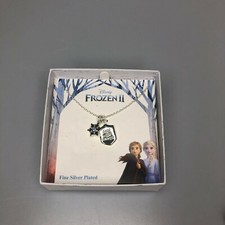 Disney Frozen 2 Silver Plated Necklace Lead With Courage Snowflake Charms 18"