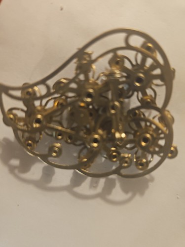 Vintage Gold Tone Floral Emerald Green Rhinestones Brooch,pin - Foto 5 di 5