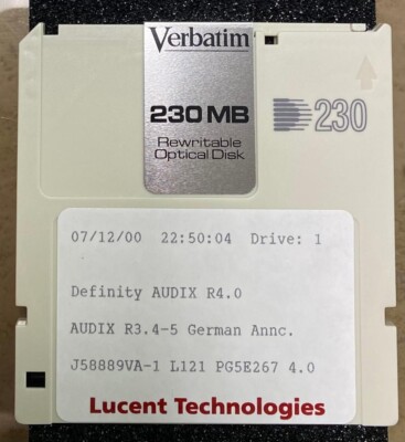 AVAYA Definity AUDIX R4.0 AUDIX R3.4-5 Optical Disk **GERMAN ANNC** NEW