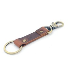 Genuine Leather Keychain Walnut Leather Key Holder Mens Belt Key Chain Brown