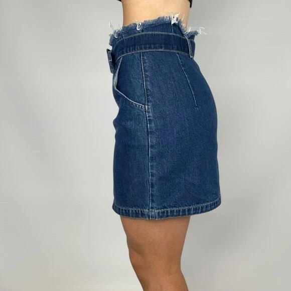 SIWY Zahra Cinturón Dobladillo Crudo Mini Falda Denim Ajustable Salir Fiesta Ropa de Calle Foto 2 de 4