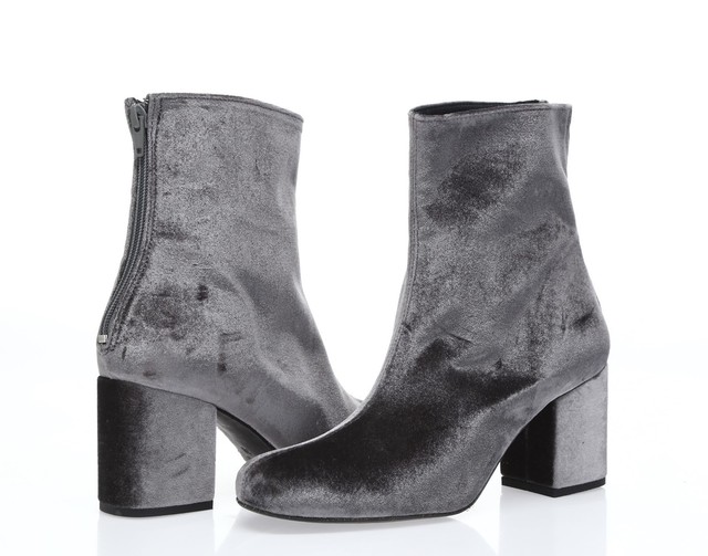 grey velvet booties