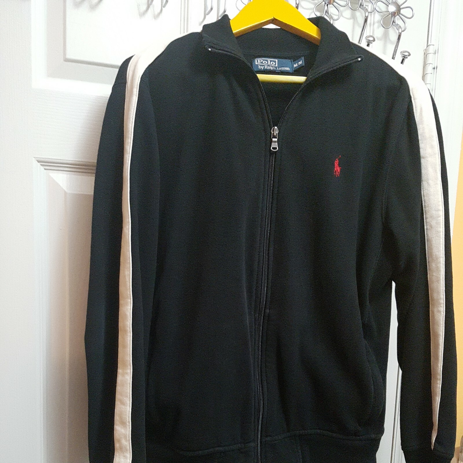 Polo Ralph Lauren Track Jacket Black White Stripe Sz.… Gem