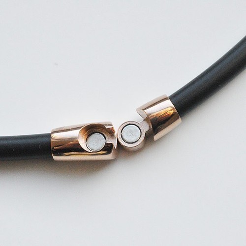 Ø 6,5 mm Edelstahl Steck-Magnetverschluss 23 x 9,5 mm RoséGold Ionenplattierung - Bild 2 von 2