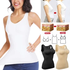 Women Slimming Camisole Tank Top Built-in Bra Tummy Control Shaper Cami Vest UCF