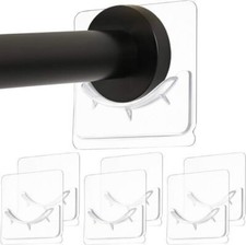 Shower Curtain Rod Holder - No Drill Tension Rod Support Plastic Adhesive
