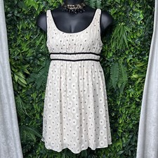 ADRIANNA PAPELL Dress Women 14P Beige Black Empire Waist Pleated Cocktail 1788