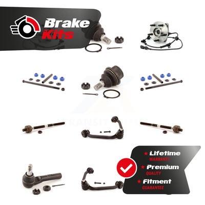 Front Hub Upper Control Arm Lower Ball Joint Outer Inner Tie Rod & Link Kit For