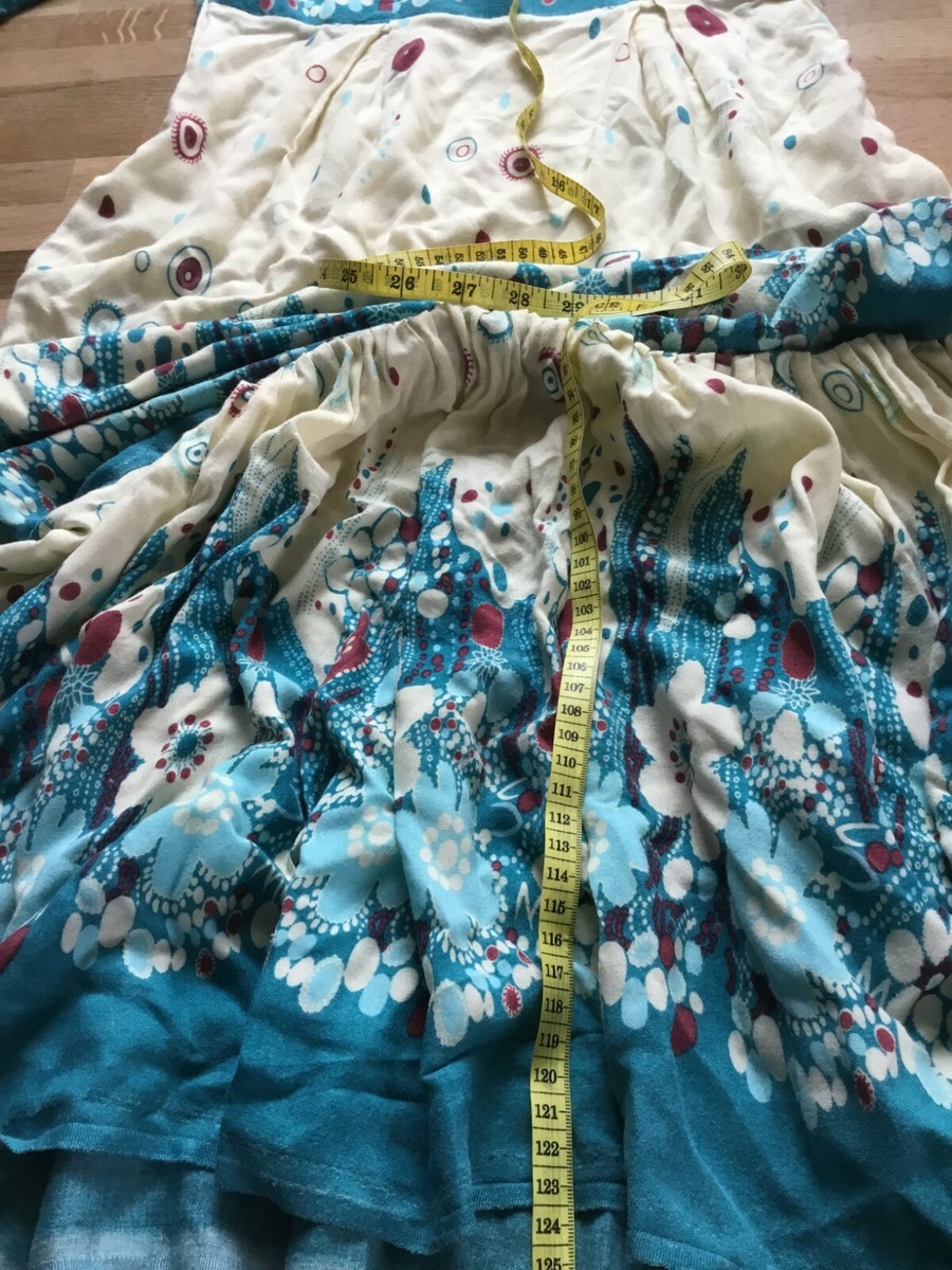 Robe Longue Maxi Taille 36/38 - Coton Blanc Et Bleu Clair, Très Bon État - Occasion
