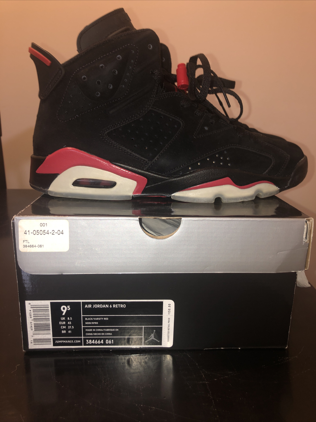air jordan 6 retro black varsity red