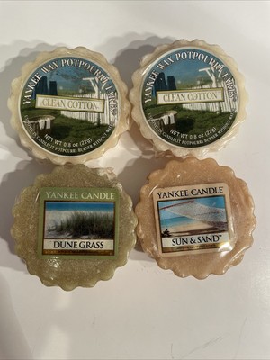 (4) Yankee Candle Wax Tarts Clean Cotton Dune Grass Sun & Sand SEALED!!
