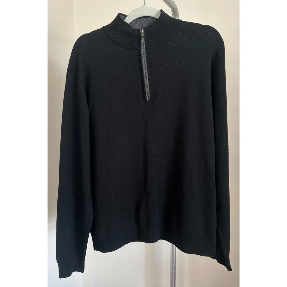 Cullen Men's Black Merino Wool 1/4 zip pullover Sweater size XXL 2XL - Image 4 of 4