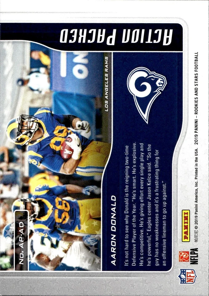 2019 Panini Rookies & Stars #AP-AD Aaron Donald Action Packed - Image 2 of 2