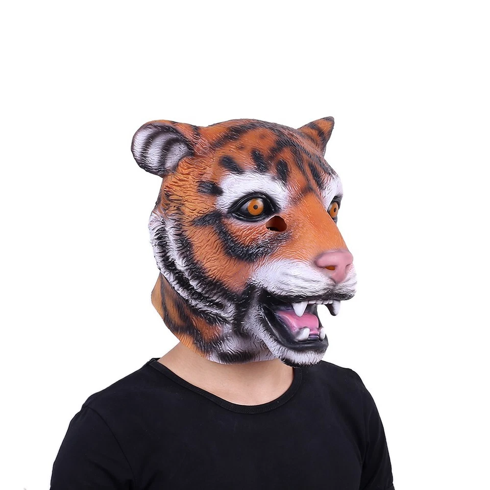 Animal Tiger Head Latex Mask Movie Fancy Dress Cosplay Props - Image 2 of 4