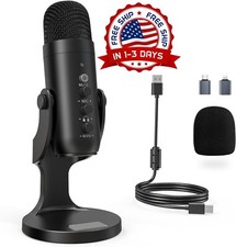 Microfono Condensador De Estudio Profesional Para PC Youtubers Podcast Negro NEW
