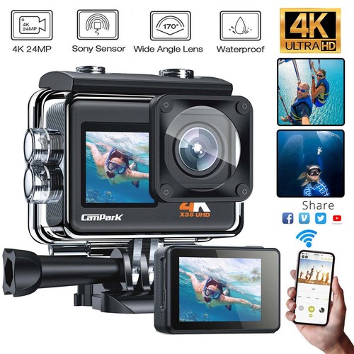 4K 24MP Dual Screen Action Camera EIS WIFI Waterproof Underwater Camera