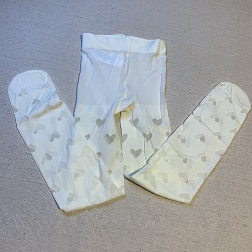 3T/4T Months Children’s Place Girls Cream Ivory Hearts Nylon Tights - Picture 2 of 3
