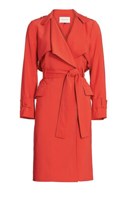 NWT Halston Heritage Suiting Trench Coat Jacket XL X-Large Lipstick Red  $595