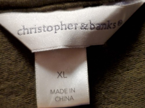 Women's 3/4 Sleeve Hooded Large Button Up Jacket Christopher & Banks Size XL EUC - Picture 5 of 11