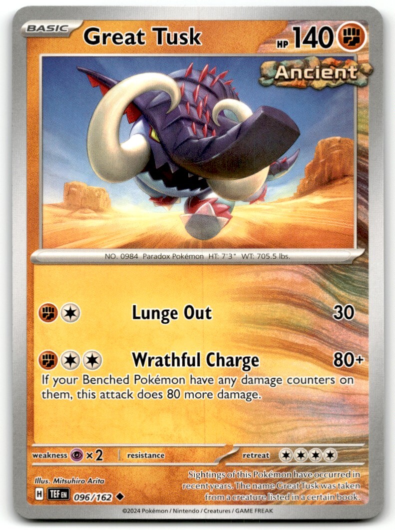Pokemon Trading Card TCG Great Tusk #96 | eBay